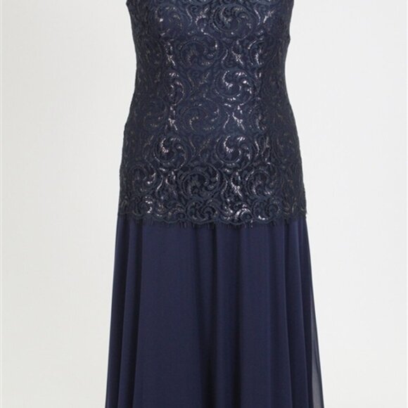 Alex Evenings Metallic Lace & Chiffon Gown (Size 14) - Picture 4 of 5